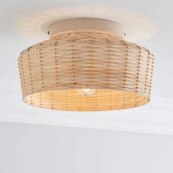 Ohio Rattan Flush Ceiling Light