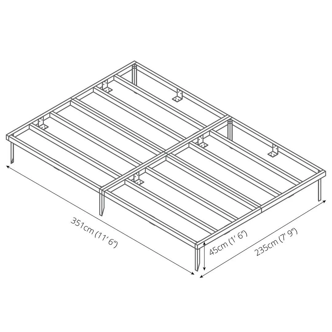 Mercia 12 x 8 Feet Pressure Treated Wooden Shed Base - L235 x W350.6 x H7 cm in Brown 5
