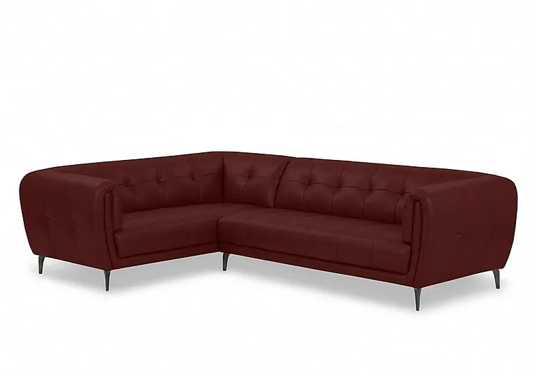 Sienna Leather Left Hand Facing Corner Sofa - Montana Ruby