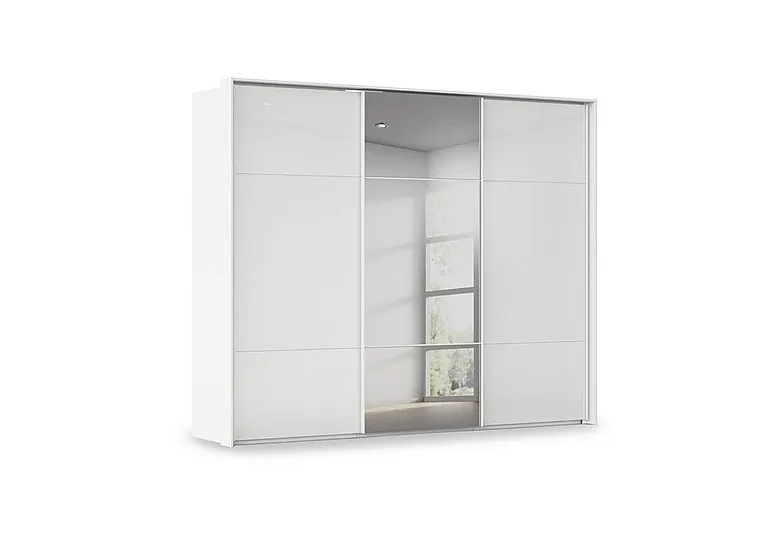 Haven 280cm 3 Door Slider Wardrobe with 2 Glass Doors and 1 Mirror Door