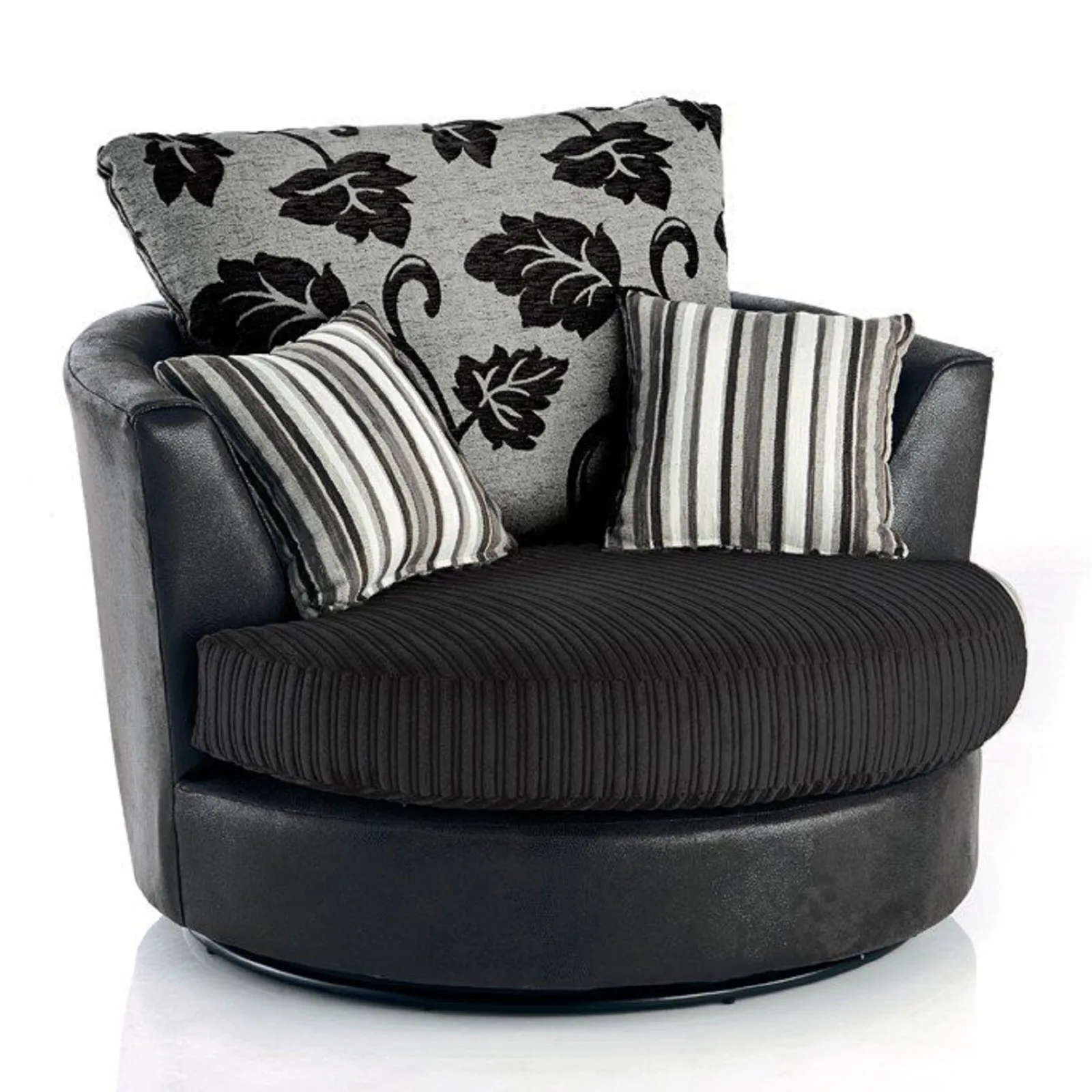 Lush Jumbo Cord Swivel Chair Black