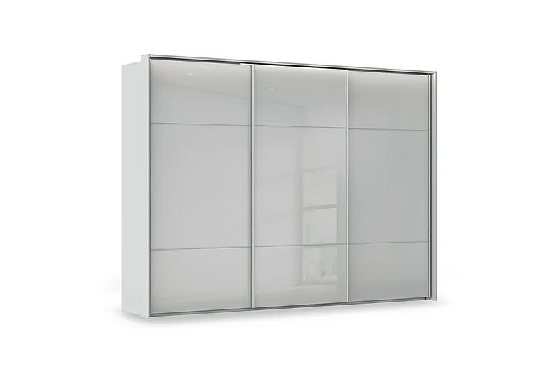 Haven 310cm 3 Door Slider Wardrobe with Glass Doors and Lights