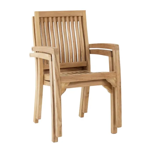 Set of 2 Teak Stacking Chairs 4
