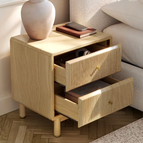 Daphne 2 Drawer Bedside, Oak Effect 2