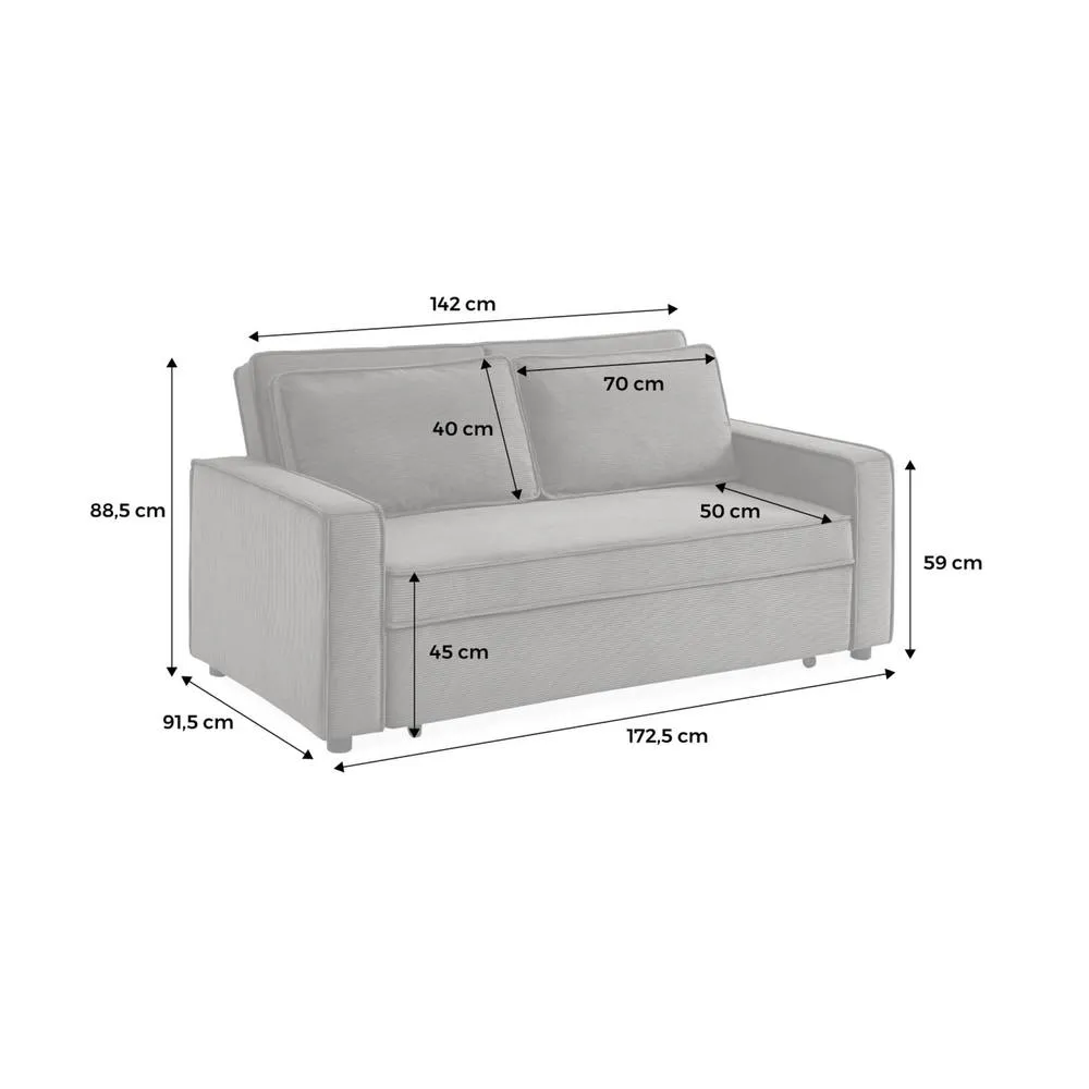 sweeek 2-seater corduroy sofa bed in Cream 5