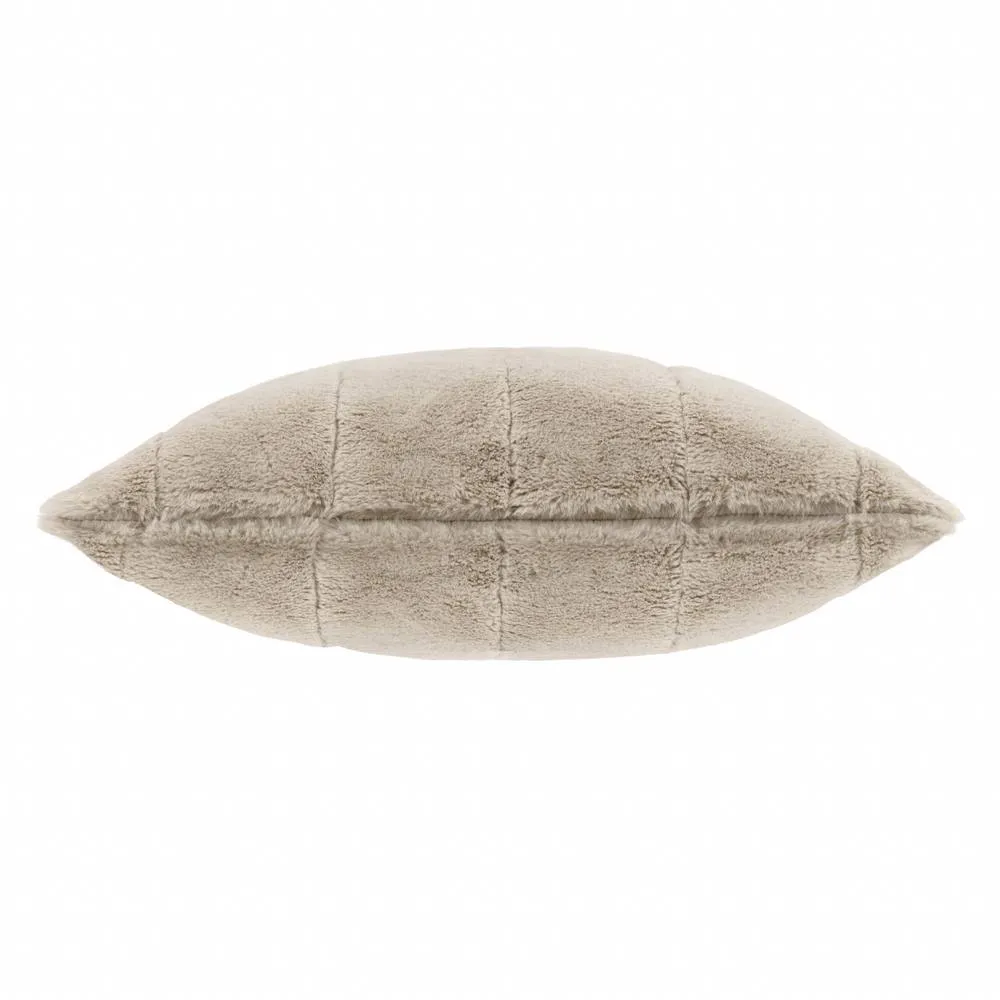 Paoletti Empress Faux Fur Cushion in Light Beige 3