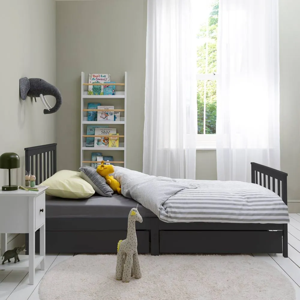 Nöa and Nani Otis Single Bed 3ft Frame with 2 Storage Drawers in Anthracite in Grey 3