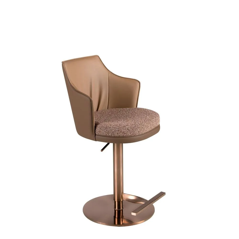 Angel Cerda Fabric Swivel Bar Stool with Leatherette Backrest in Brown 6