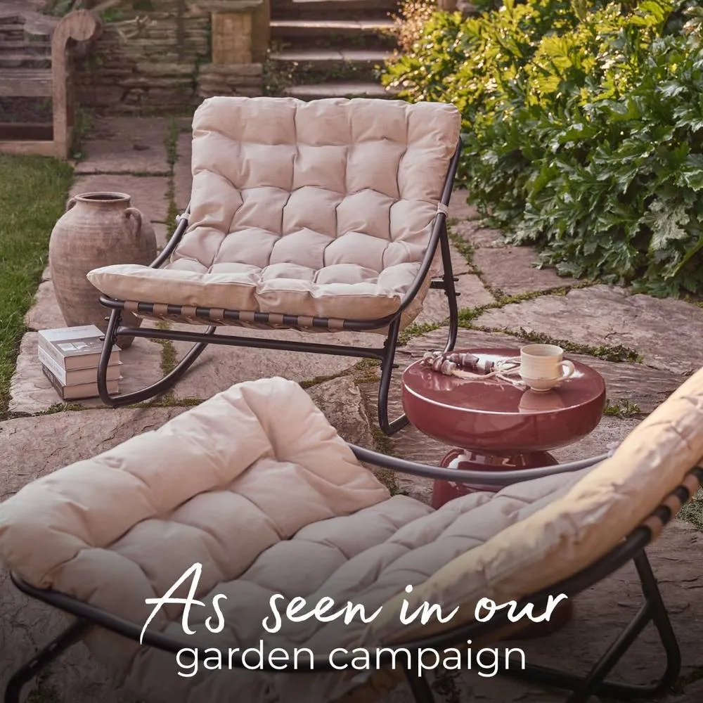 FurnitureboxUK Hydra Metal Outdoor Garden Rocking Chair in Cream 2