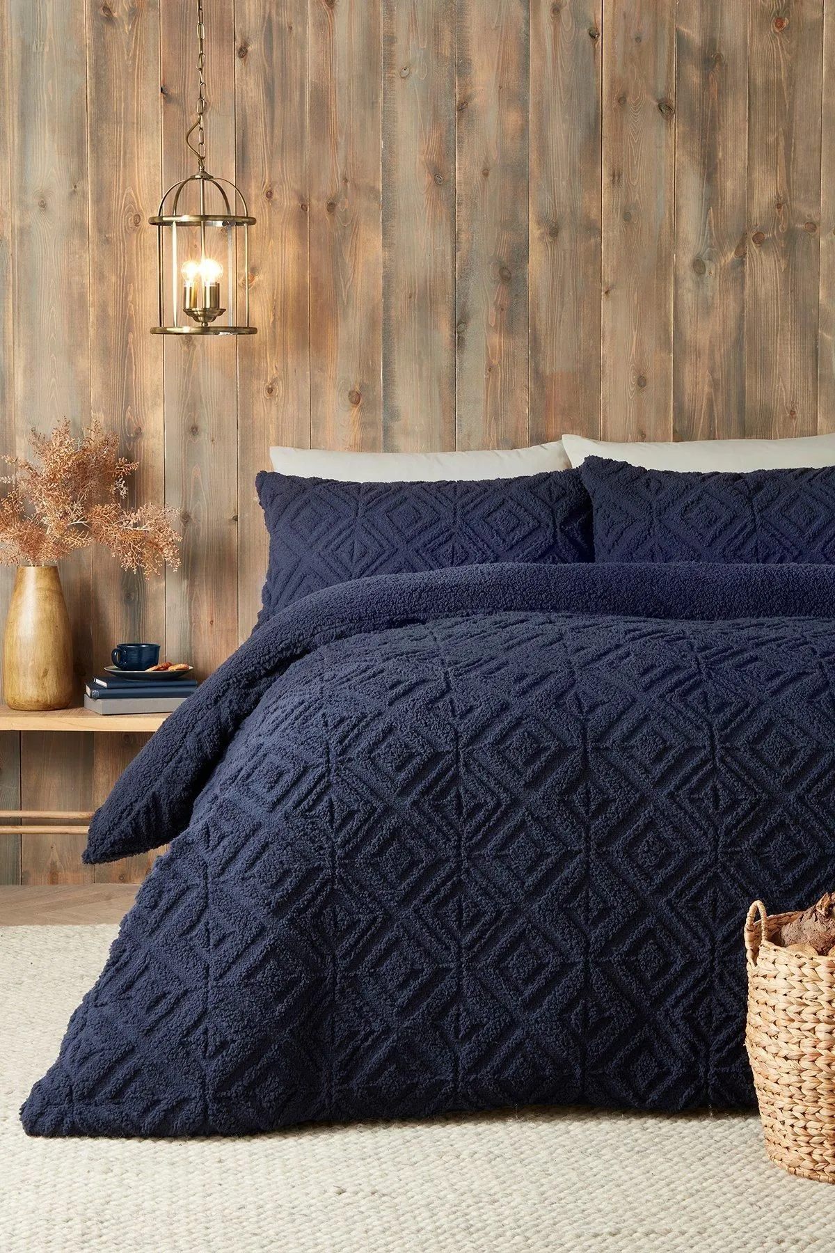 Fusion 'Geo Fleece' Fleece & Sherpa Duvet Cover Set in Navy