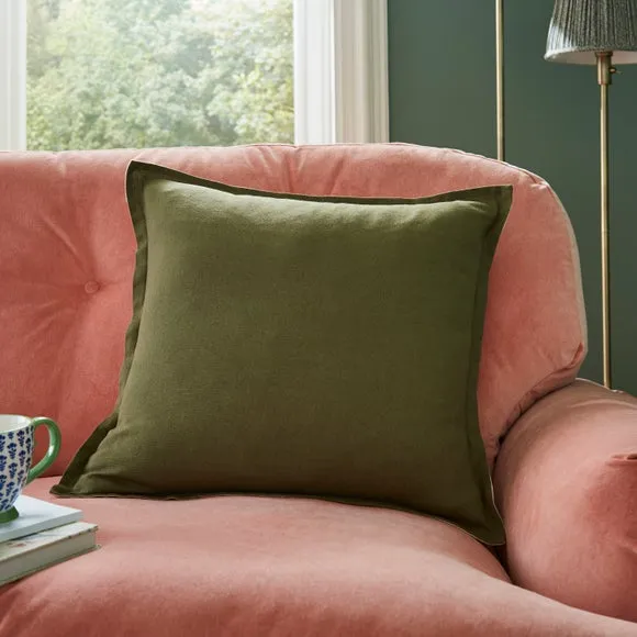 Contrast Oxford Edge Cotton & Linen Square Cushion Cover 1