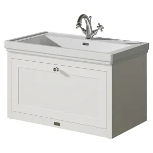 Bayswater Hartleigh Pointing White Traditional Wall Hung Vanity Unit & 1 Tap Hole Traditional Recessed Basin - 800mm 2