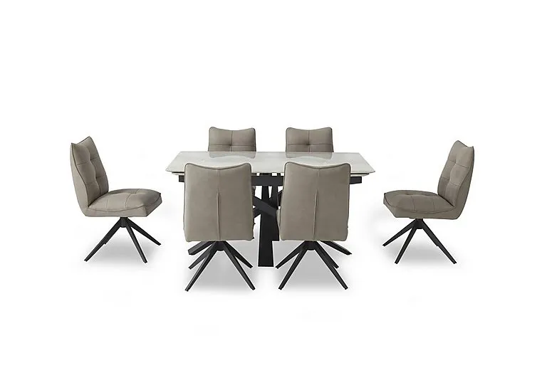 Germain Extending Dining Table and 6 Swivel Chairs - 150-cm - Taupe