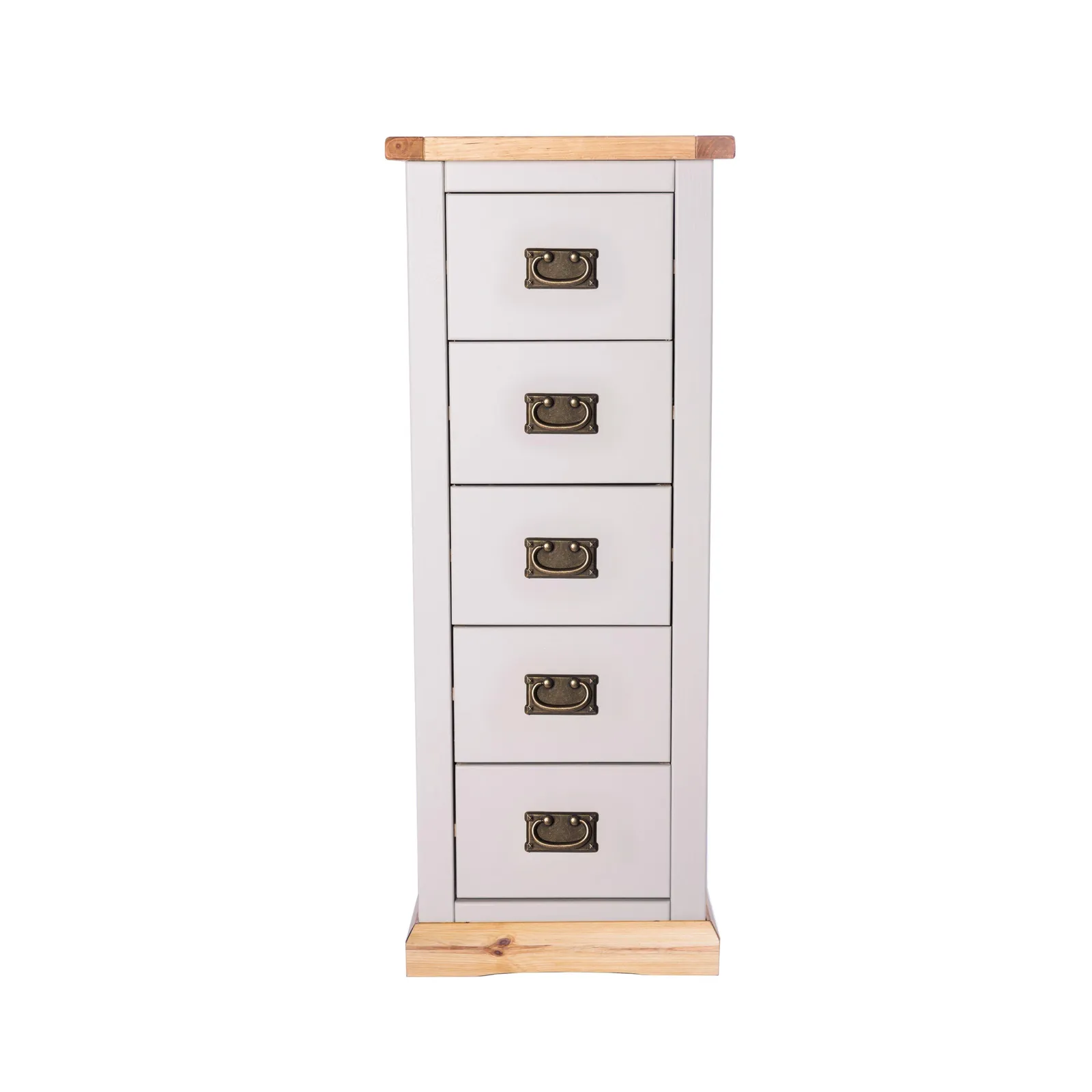 Cabinet Bits Bomporto 5 Drawer Narrow Chest of Drawers Bras Drop Handle in Light Grey