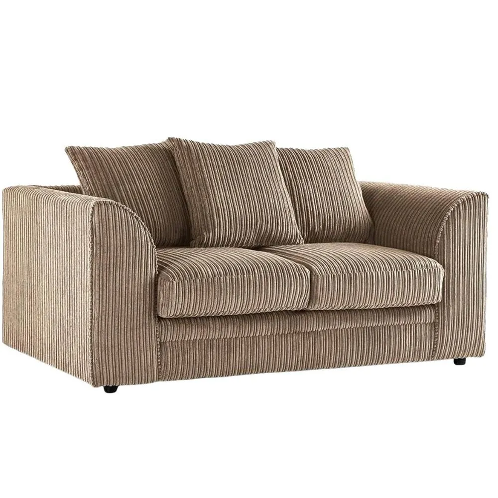 Bliss Furniture Jumbo Cord Scatter Back 2-Seater Sofa in Beige, Cozy & Compact in Beige