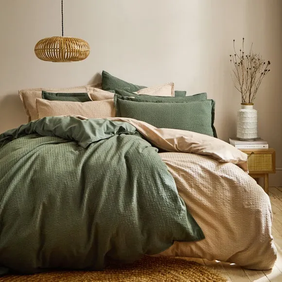 Seersucker Woven 100% Cotton Duvet Cover & Pillowcase Set 3