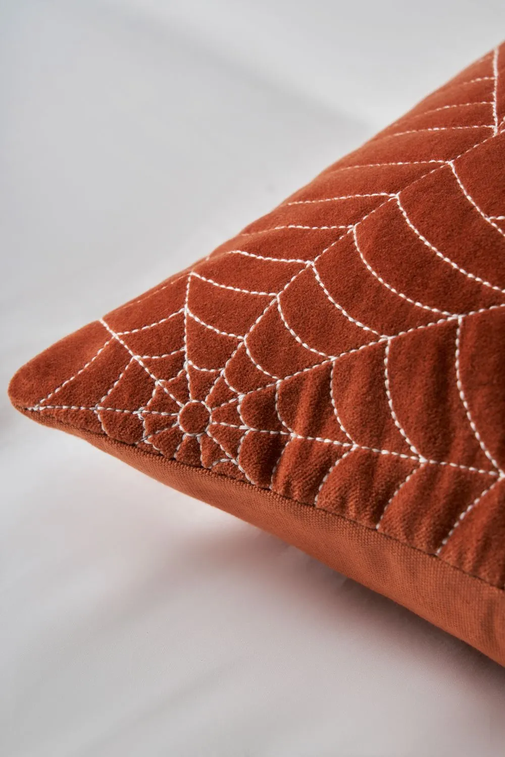 BHS Halloween Cobweb Cushion in Orange 2