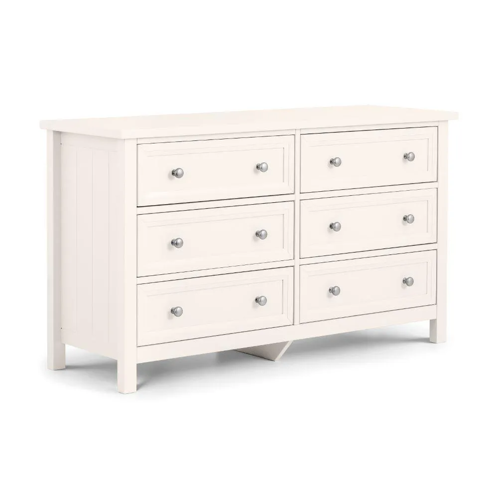 Maine - 6 Drawer Chest - White - Wooden - Happy Beds 1