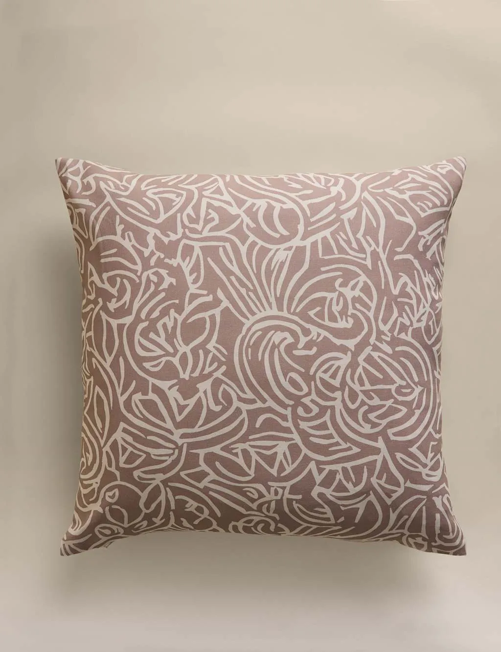 M&S Pure Cotton Abstract Swirl Cushion Cover Natural Mix