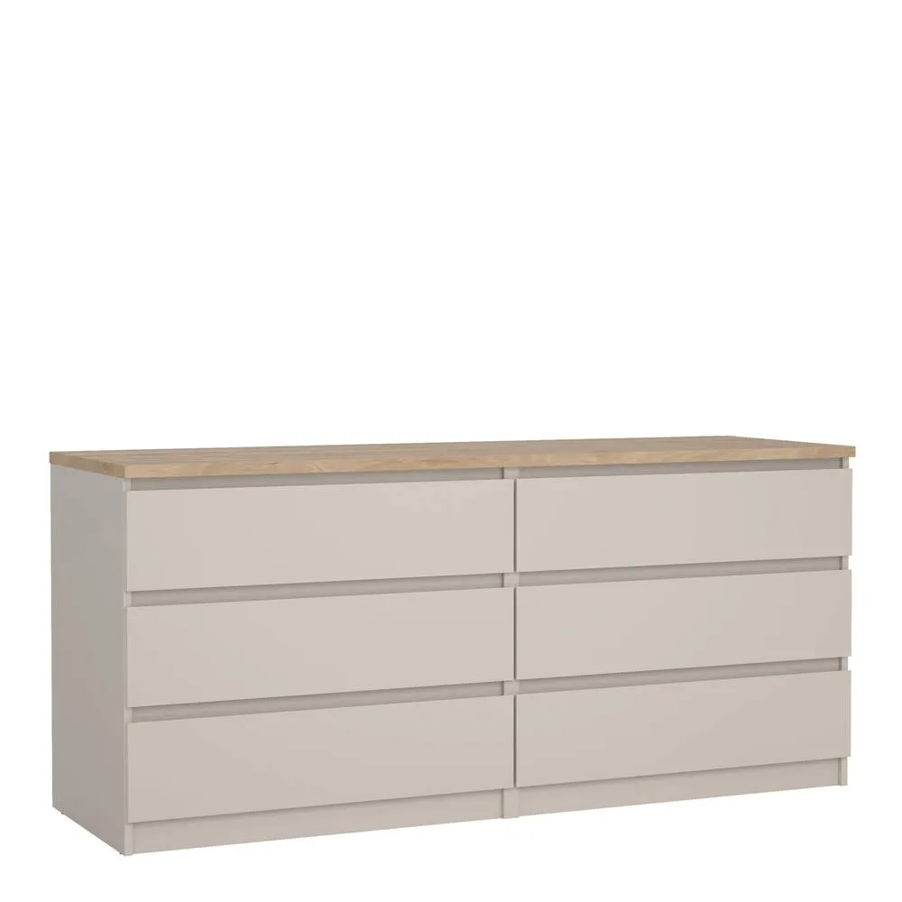 Furniture To Go Naia Wide Chest of 6 Drawers (3+3) in Beige