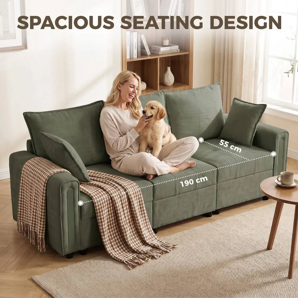 HOMCOM 3 Seater Sofa with Lift-Up Storage, 228 cm Velvet Couch, Dark Green 6