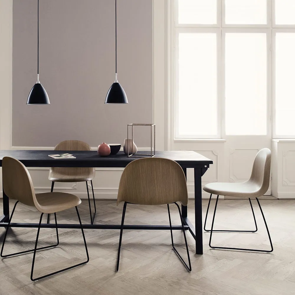 Gubi 3D Dining Chair Front Upholstered Dedar Belsuede 132 Walnut Stainless Steel 4
