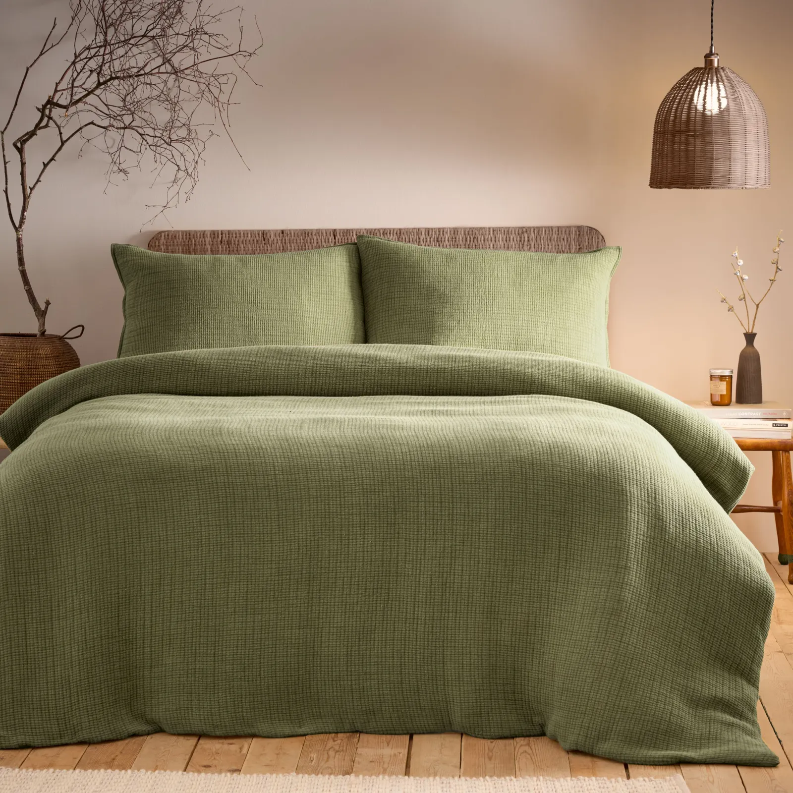 Yard Ribble Acid Washed 100% Cotton Duvet Cover Set in Khaki 3