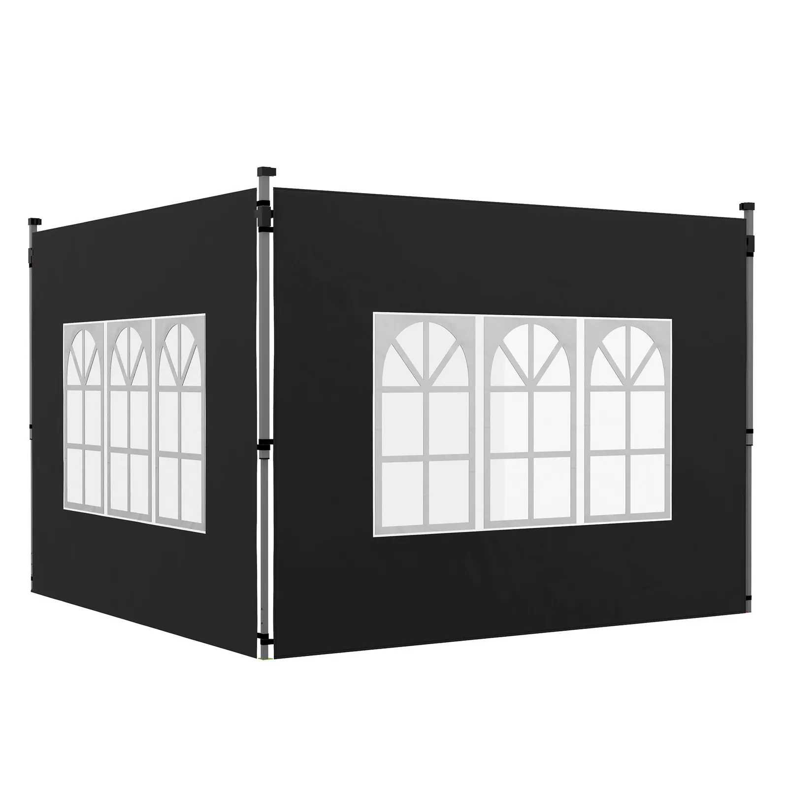 OUTSUNNY Gazebo Side Panels for 3x3(m) or 3x4m Pop Up Gazebo, 2 Pack in Black 2