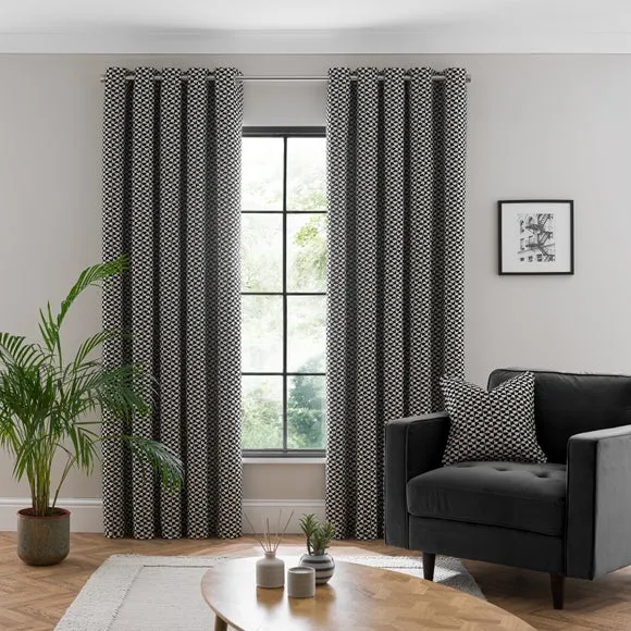 Geo Checkerboard Eyelet Curtains 2