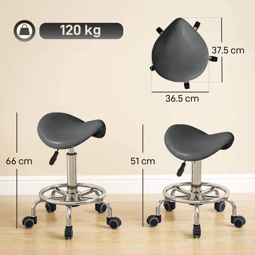 HOMCOM Saddle Chair, Rolling Salon Stool for Massage Spa, Grey 3