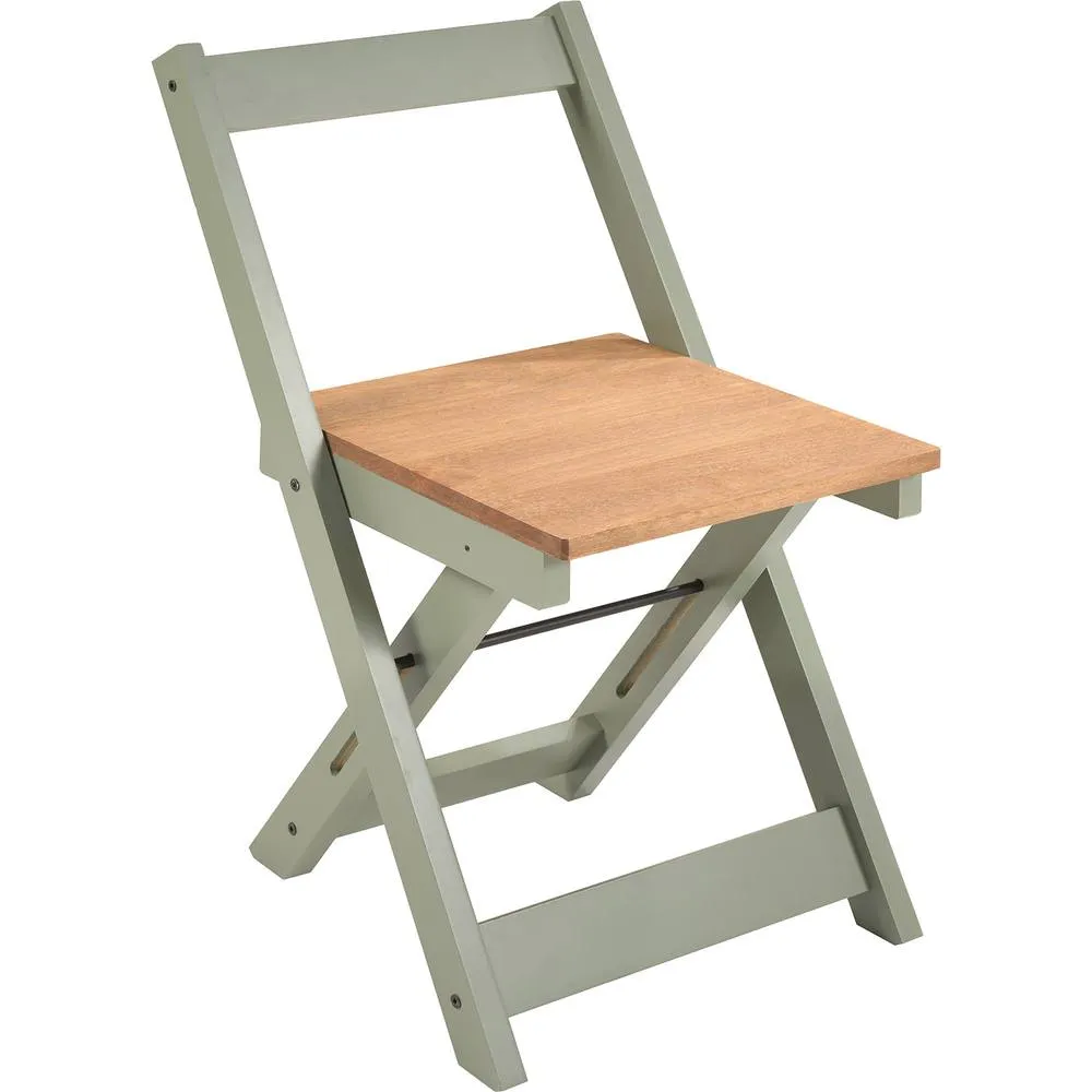 Seconique Santos Folding Chair (Box of 2) Green/Distressed Waxed Pine in Green 3