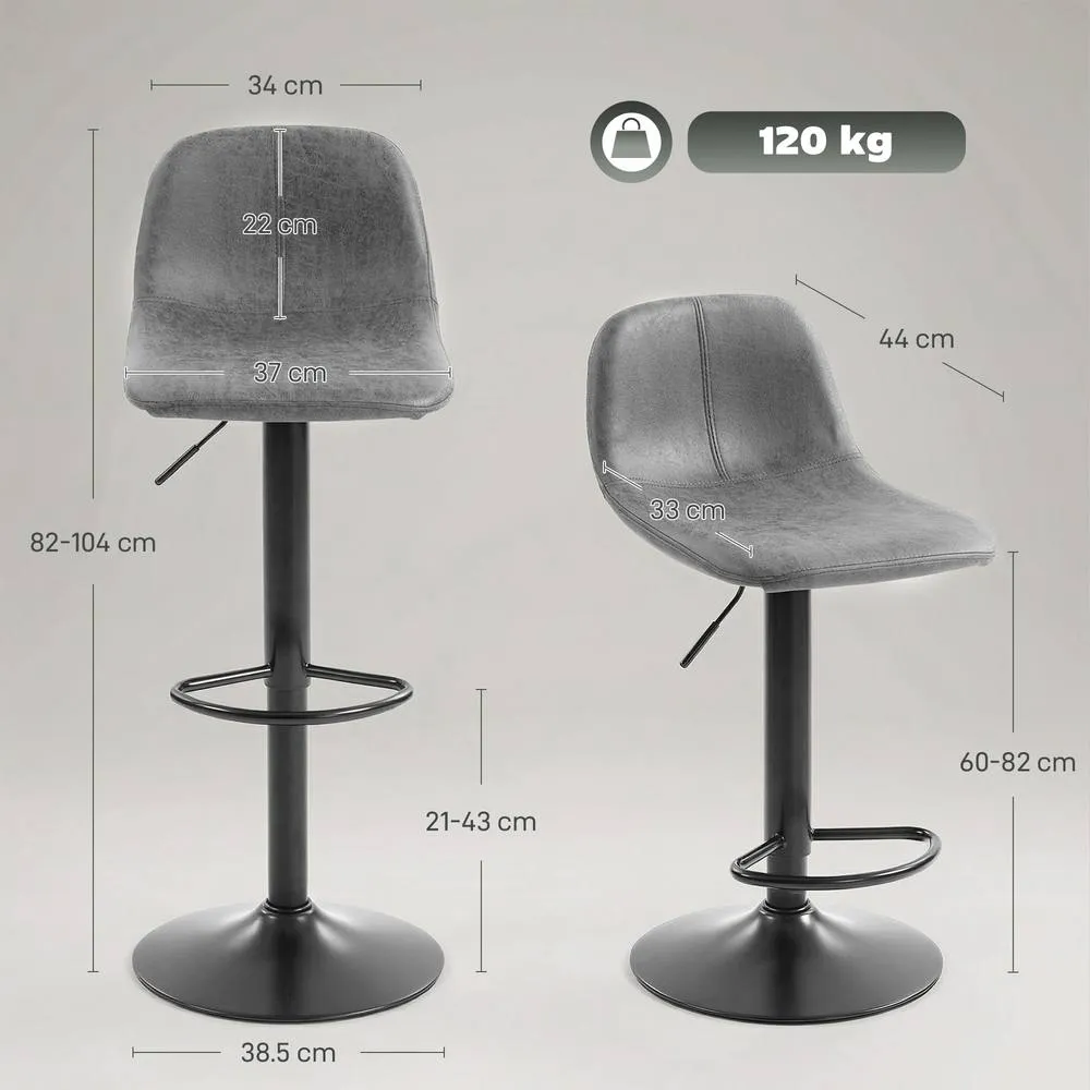 HOMCOM Bar Stools Set of 2, Modern Swivel Barstools for Dining Room, Grey 3