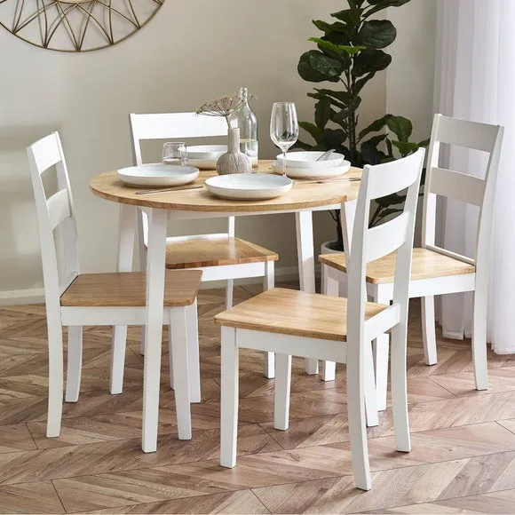 Return - Linwood 4 Seater Round Drop Leaf Dining Table, Natural
