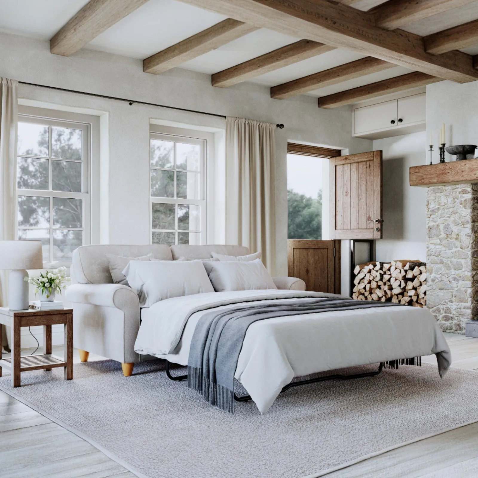 The Great Sofa Company Flora Sofa Bed Glory Pearl in Light Beige 6