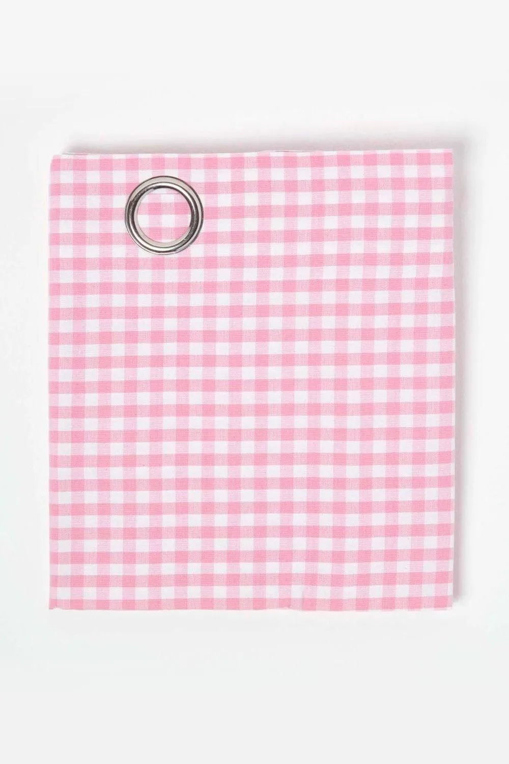 Homescapes Cotton Gingham Eyelet Curtain Pair in Pink 3