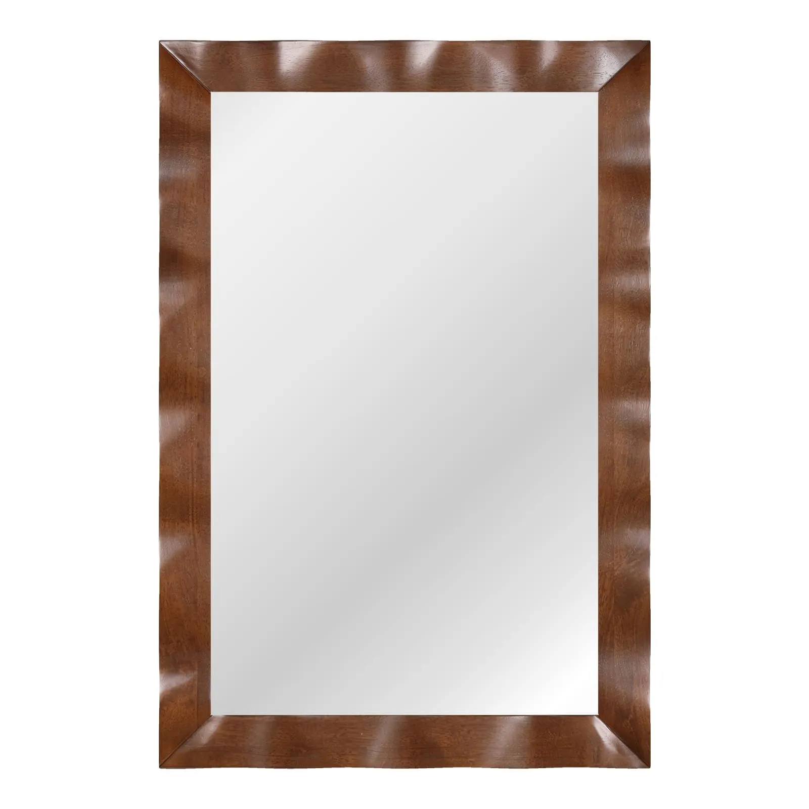 Costway Farmhouse Wall Mirror 106CM x71CM Wood Vanity Wall Mirror-Brown in Brown