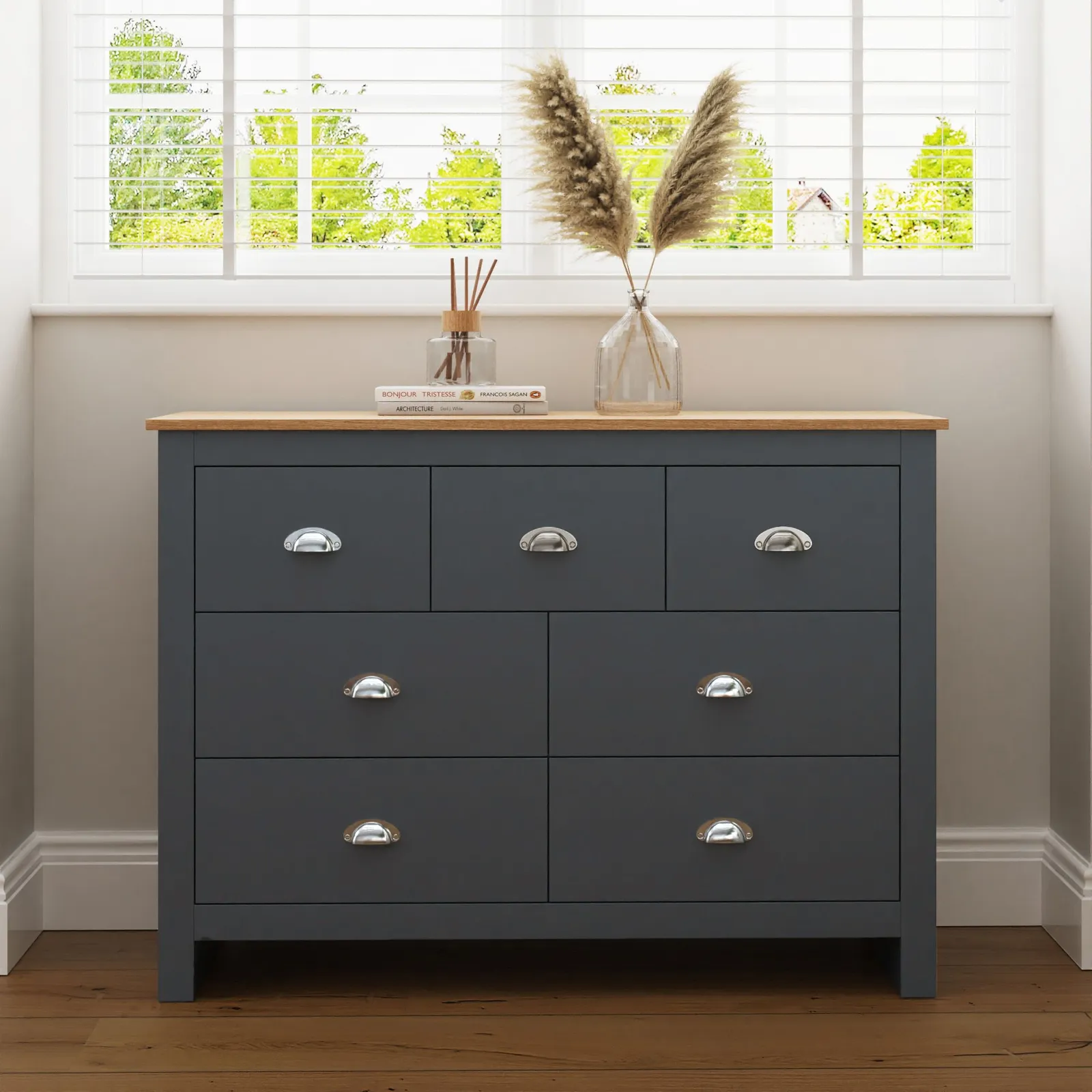 GFW Lancaster 7 Drawer Chest in Dark Navy 1