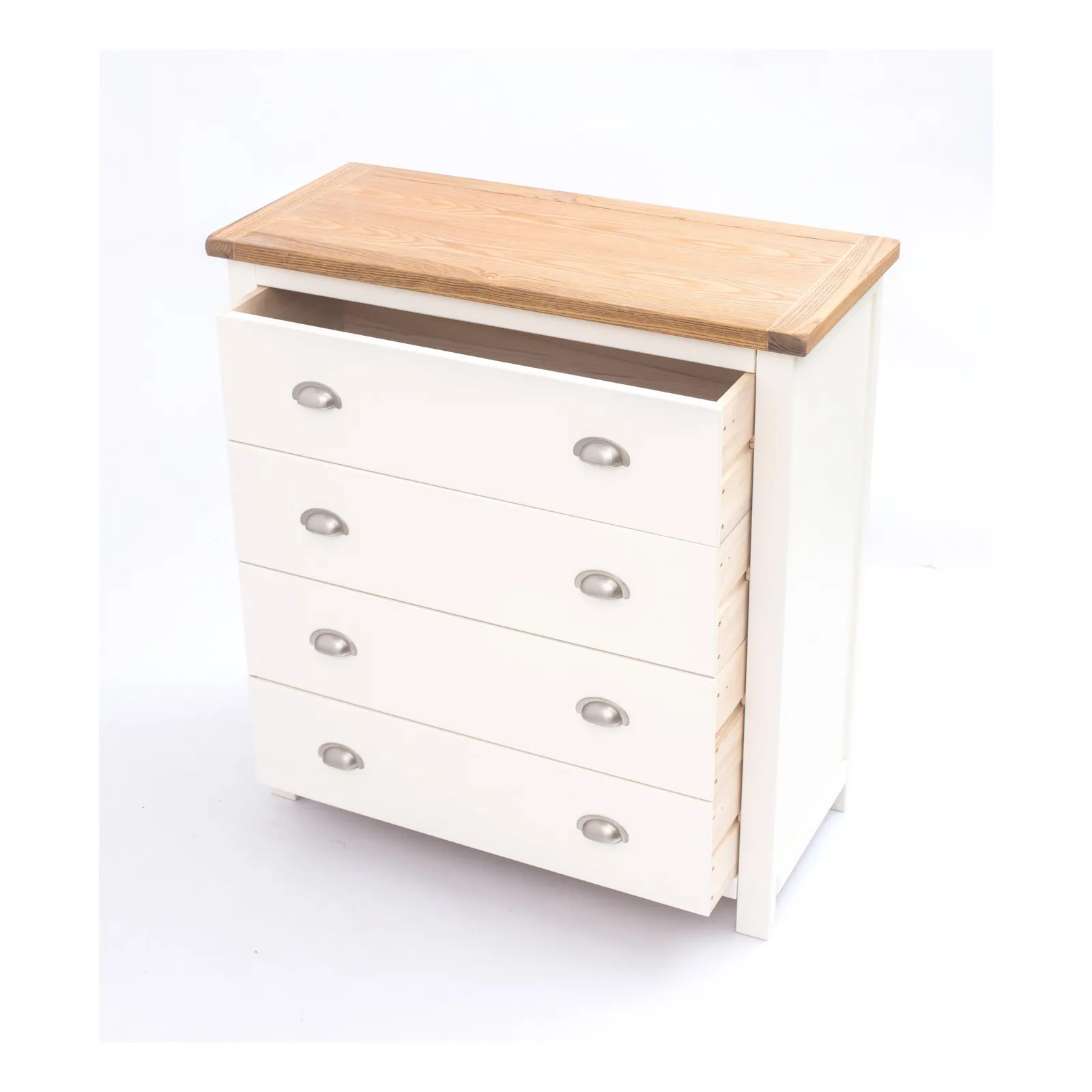Cabinet Bits Lovere 4 Drawer Chest of Drawers Chrome Cup Handle in Off-White 4