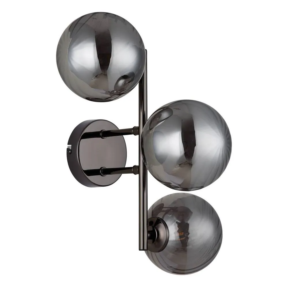 Netlighting Conor Globe Wall Lights Gunmetal Balls Smoke Glass Shade 3x G9 in Grey 2