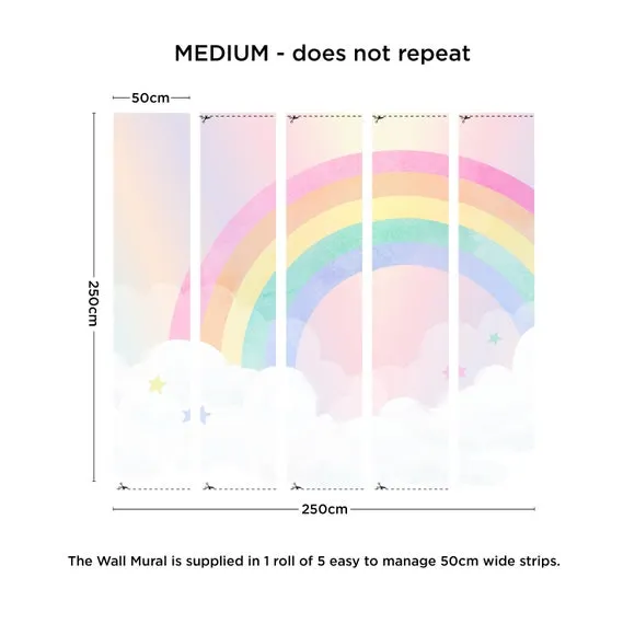 Watercolour Rainbow Wall Mural 3