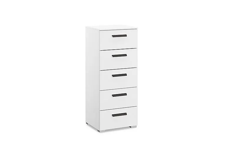 Dante 5 Drawer Décor Narrow Chest - Alpine White