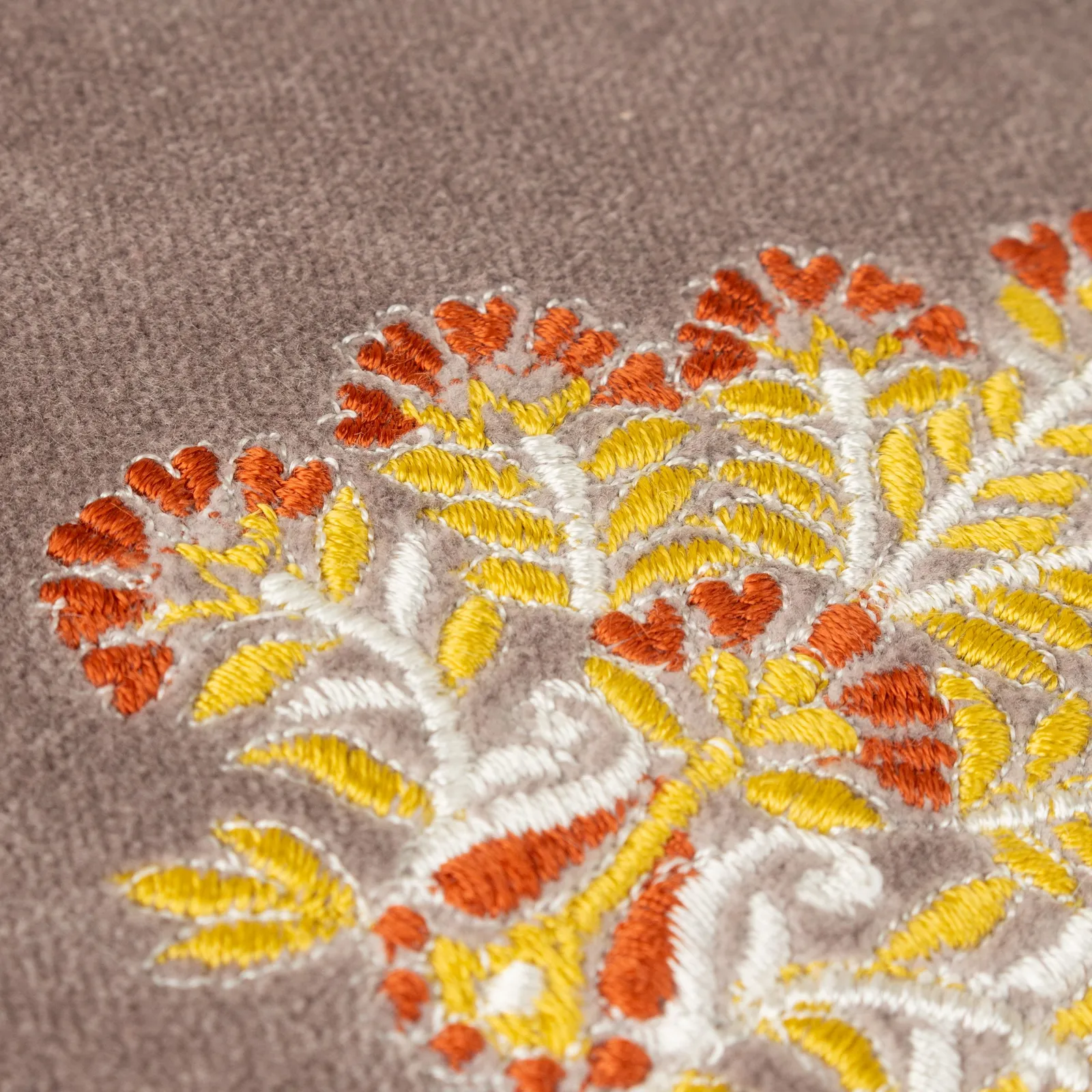 Paoletti Rennes Floral Embroidered 100% Cotton Cushion in Taupe 5