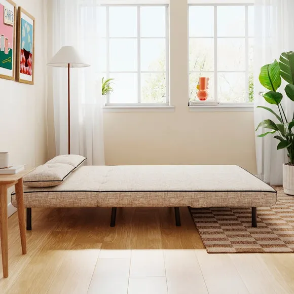 Phoebe Woven Contrast Piped Small Double 2 Seater Sofa Bed 3