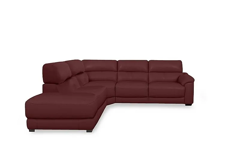 Nova Leather Left Hand Facing Chaise End Sofa - BV Deep Red