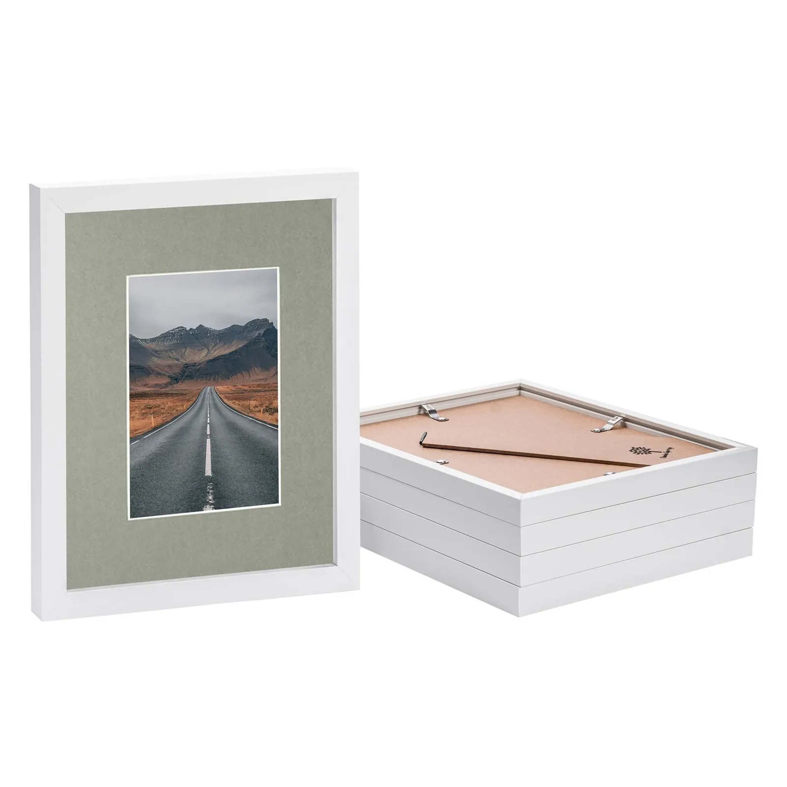 Nicola Spring Photo Frames with 4" x 6" Mount - 8" x 10" - White Mount - Pack of 5