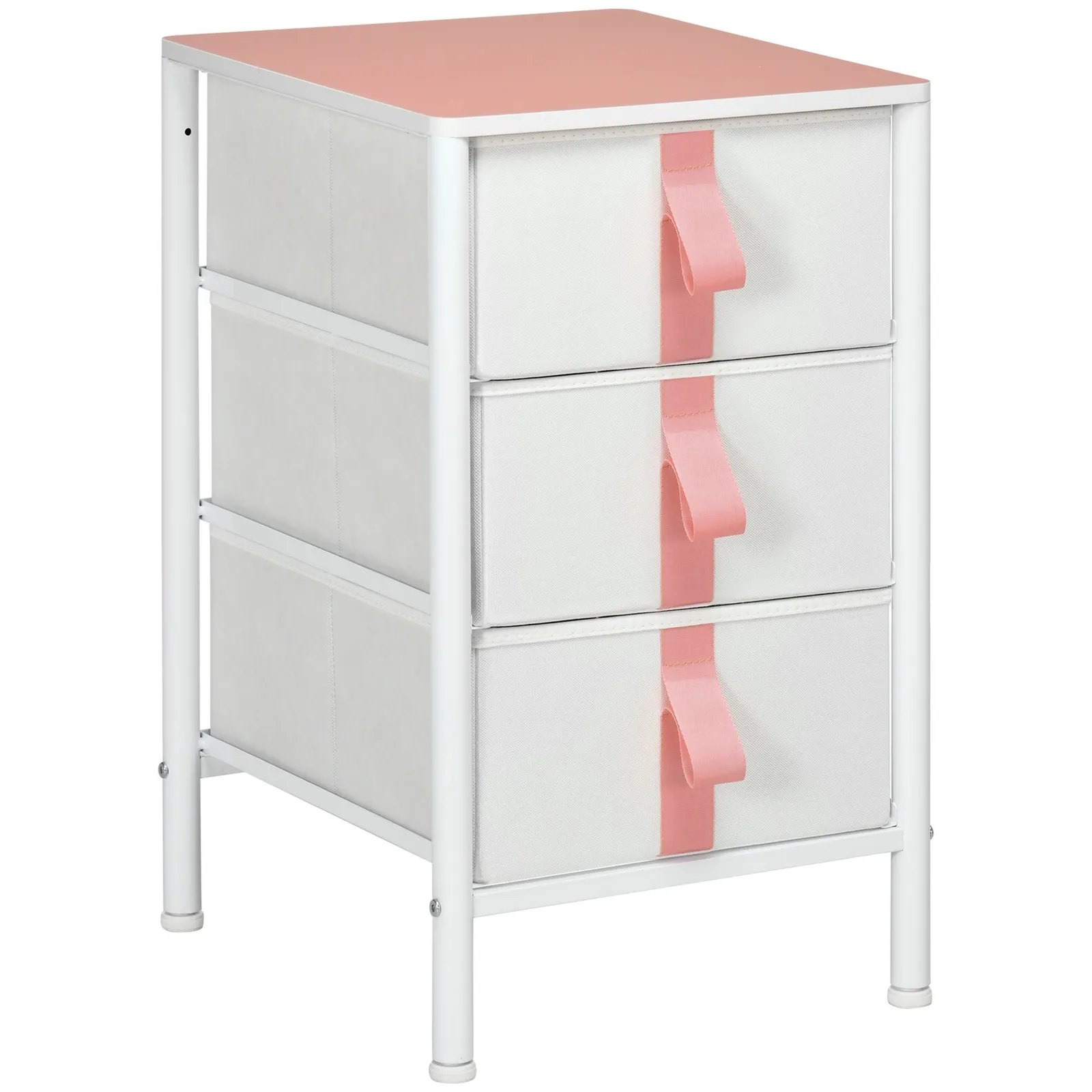 HOMCOM of Drawers Cloth Organizer w/ 3/6 Fabric Drawers Metal Frame Nursery Room in Pink 2