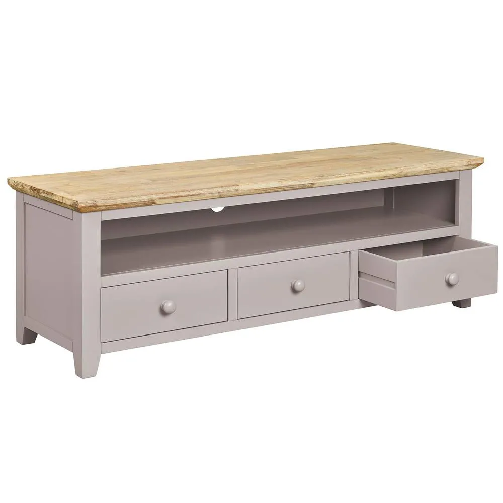 Statement Furniture Florence Large TV Stand with 3 Drawers & Shelf in Taupe 4