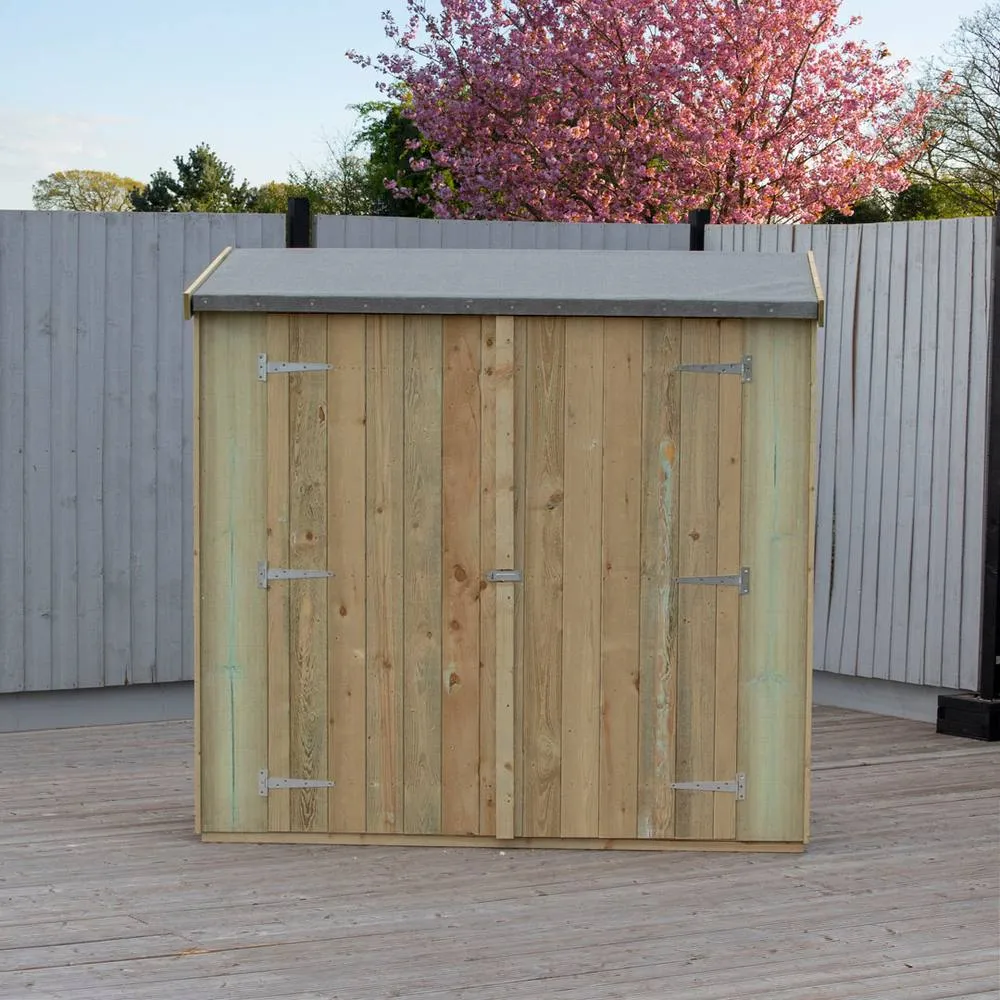 Shires Overlap 6 x 3 Feet Pressure Treated Pent Shed Double Door in Brown 3