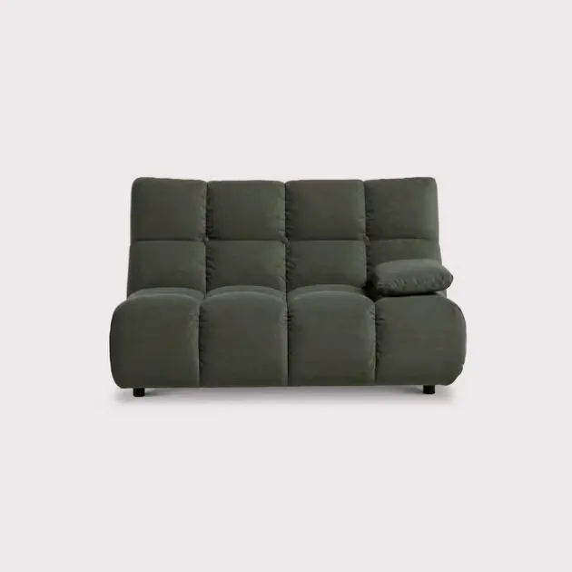 Bryce 2 Seater With Armrest Right Modular Sofa, Green Fabric | Barker & Stonehouse
