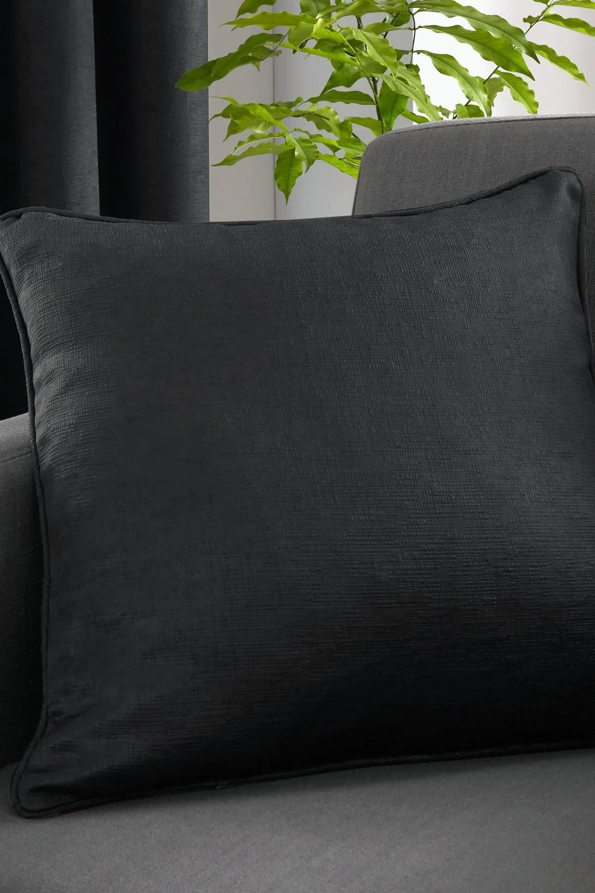 Fusion 'Strata' Luxe Velvet Filled Cushion in Black 1